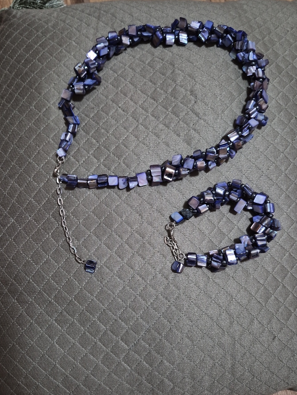 2PC Blue Necklace & Bracelet Set Beaded Set